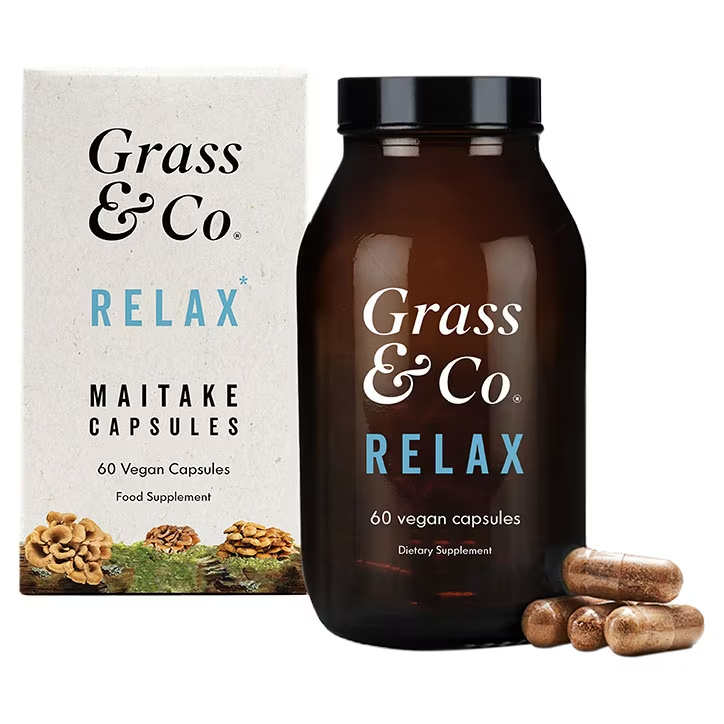 Grass & Co. RELAX Hongos Maitake con Ashwagandha + Magnesio - 60 Cápsulas Veganas