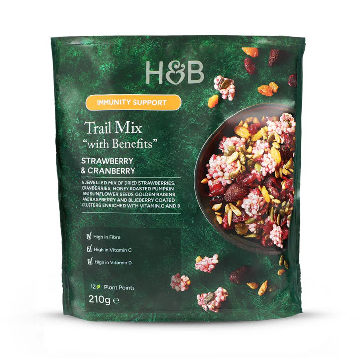 Holland & Barrett Mezcla de Frutos Secos Con Beneficios para Soporte Inmunulógico Sabor Fresa y Arándano - 210g