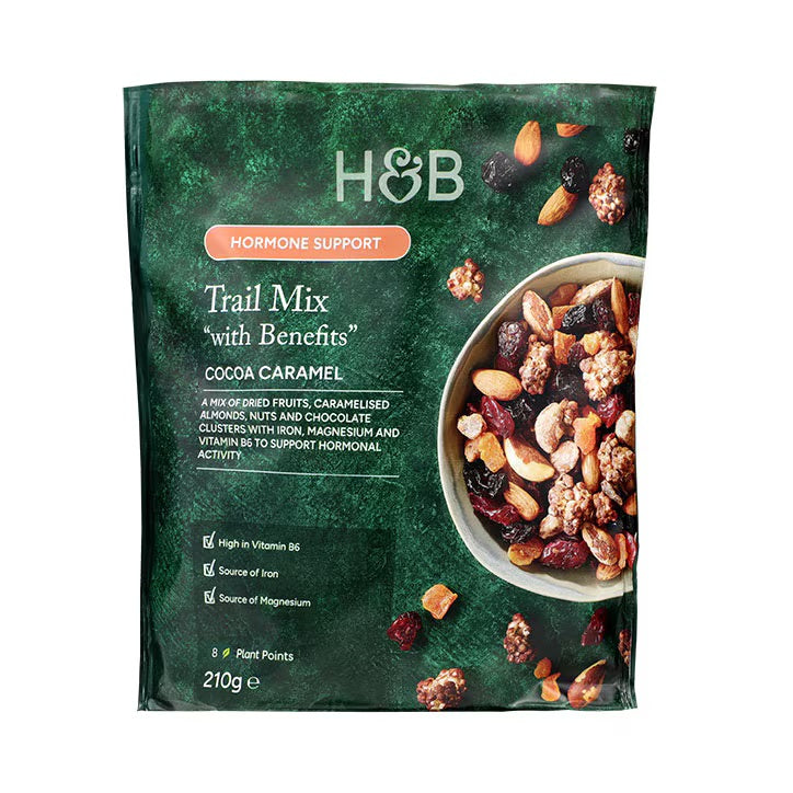 Holland & Barrett Soporte Hormonal Mezcla de Frutos Secos Con Beneficios Sabor Cacao y Caramelo - 210g