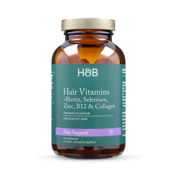 Holland & Barrett Vitaminas para el Cabello + Biotina, Selenio, Zinc, B12 y Colágeno Sabor Piña - 60 Gominolas