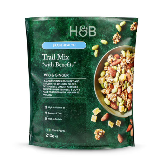 Holland & Barrett Mezcla de Frutos Secos Con Beneficio para la Salud Cerebral Miso y Jengibre - 210g