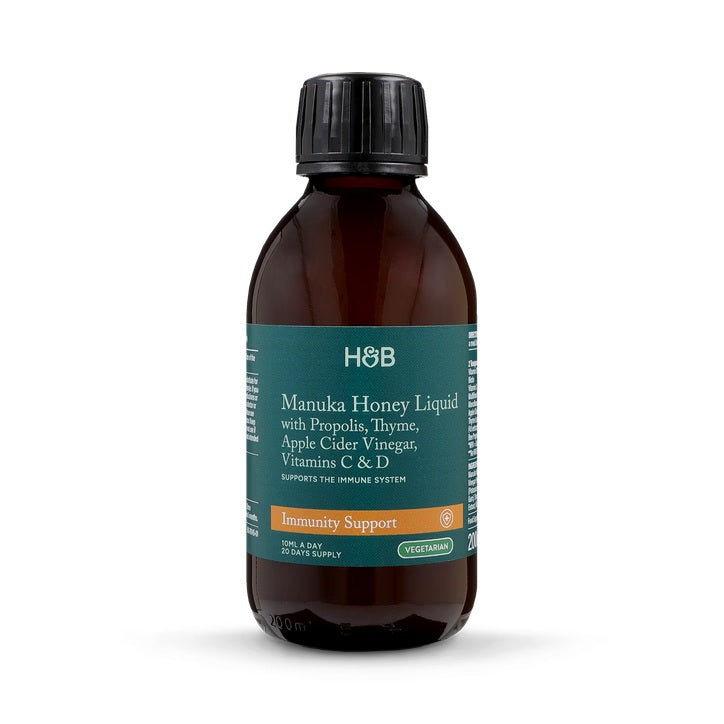Holland & Barrett Tónico de miel de Manuka con Propóleo, Tomillo, Vinagre de Sidra de Manzana y Vitamina C y D - 200ml