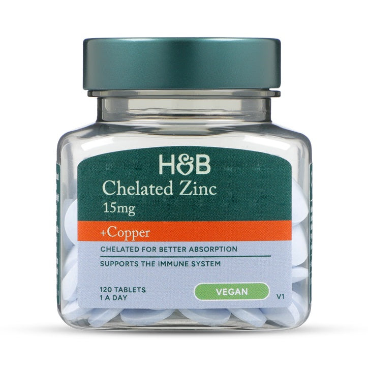 Holland & Barrett Zinc Quelado 15mg + Cobre - 120 Comprimidos