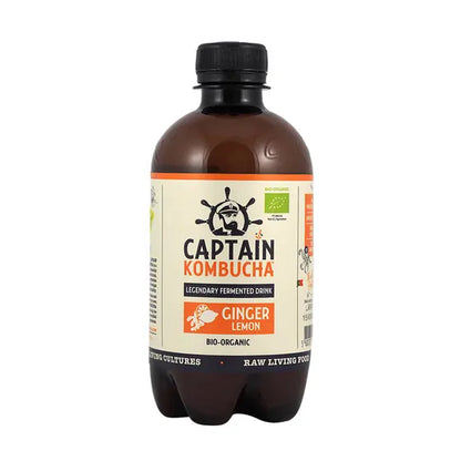 The GUTsy Captain Kombucha Bebida Bio-Orgánica Jengibre y Limón y Granada - 400ml